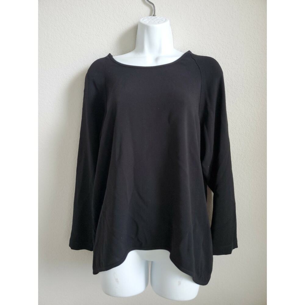 Blanque Womens Black Triacetate Blend 3/4 Sleeve Blouse Top‎ Made in USA Size 1